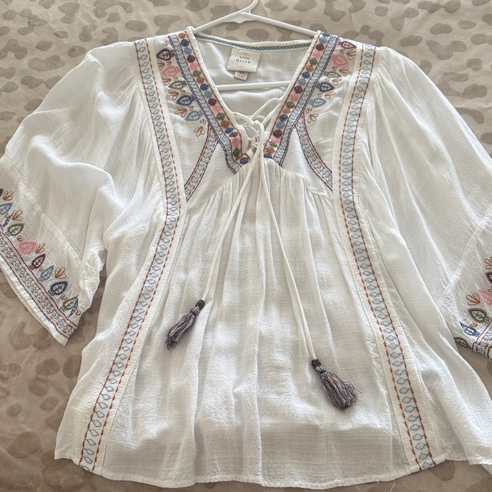 Embroidered White Boho Top